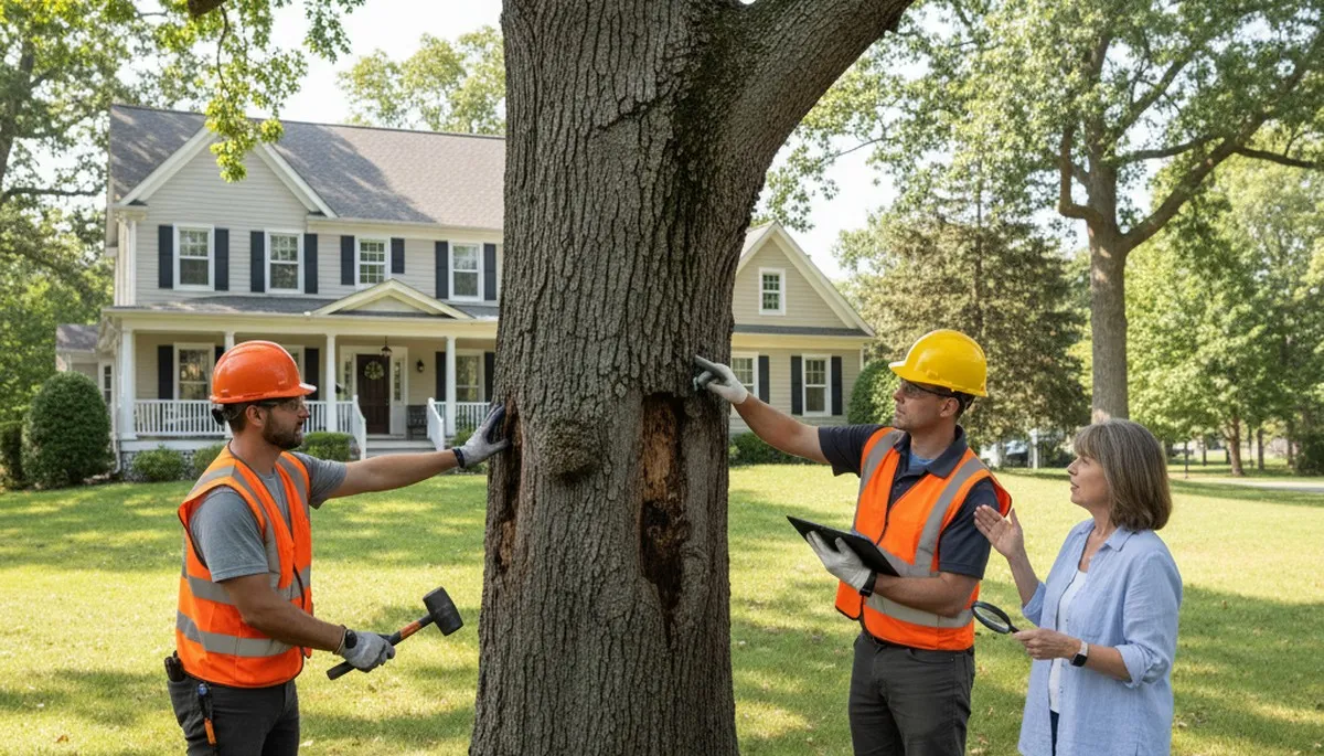 Certified arborist performing tree health assessment in Staten Island NY for safe tree removal services