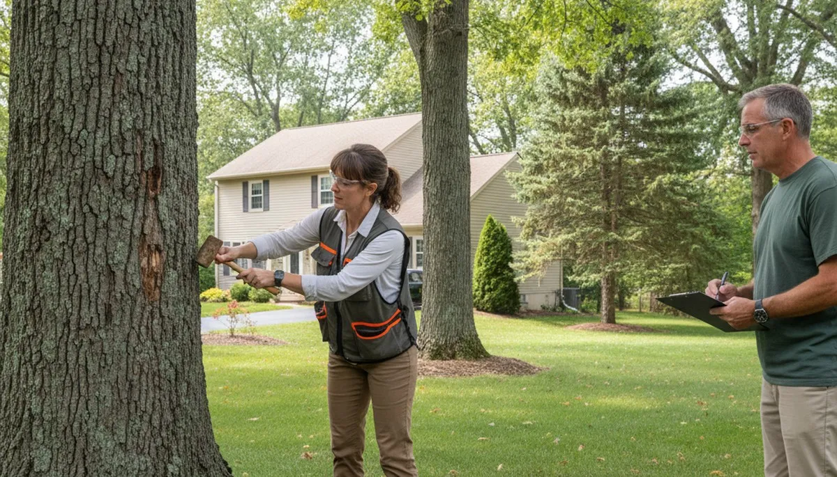 Certified arborist performing tree health assessment in Staten Island NY for local tree removal services