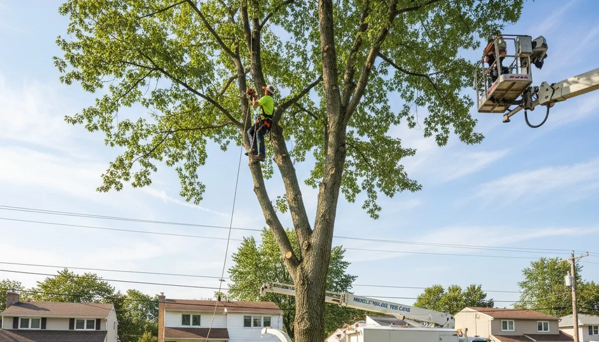 Professional tree removal experts in Staten Island NY safely cutting and clearing large trees